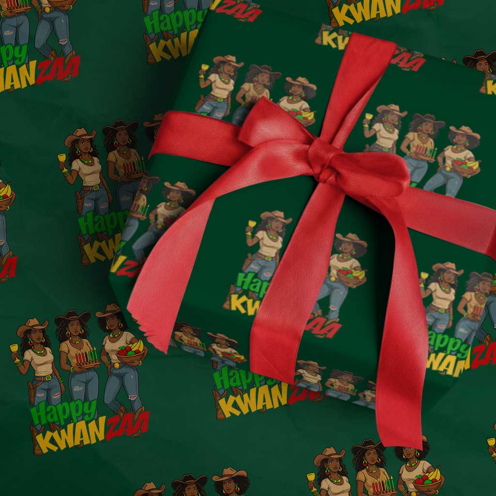 Happy Kwanzaa Cowgirl Wrapping Paper Roll Festival Of Lights African Heritage Gift - Wonder Print Shop
