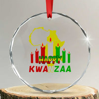 Happy Kwanzaa Crystal Glass Ornament Black Holiday African American Xmas Kinara Candle TS11