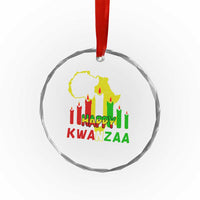 Happy Kwanzaa Crystal Glass Ornament Black Holiday African American Xmas Kinara Candle TS11