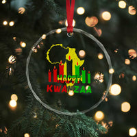 Happy Kwanzaa Crystal Glass Ornament Black Holiday African American Xmas Kinara Candle TS11