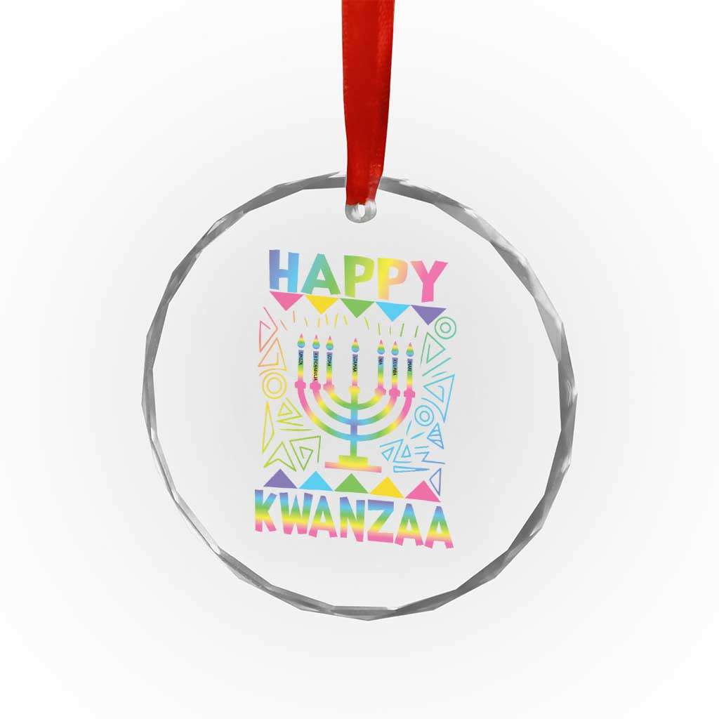 Happy Kwanzaa Crystal Glass Ornament Christmas African American Heritage Holiday Kinara Mazao - Wonder Print Shop