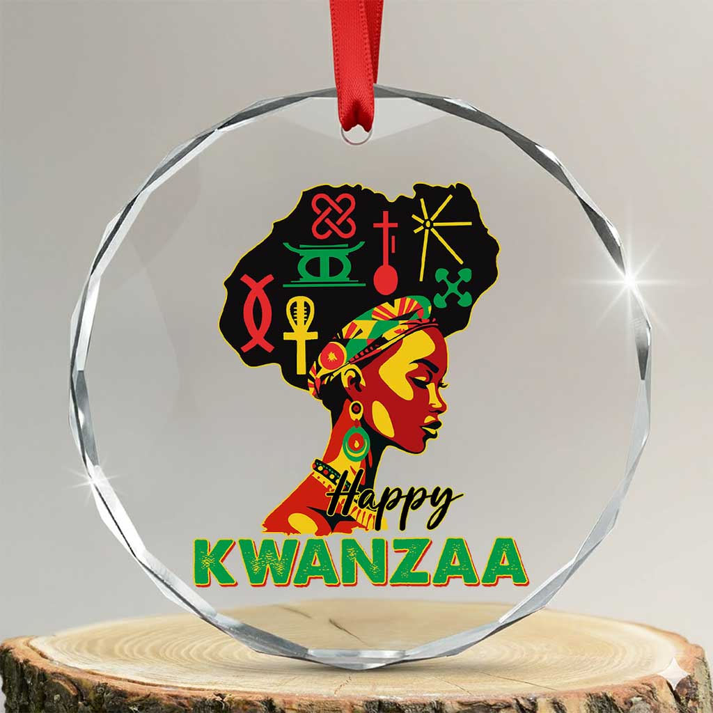 Happy Kwanzaa Crystal Glass Ornament Nguzo Saba Symbols The 7 Principles Of Kwanzaa - Wonder Print Shop