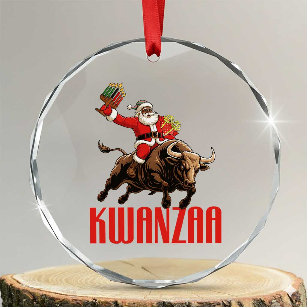 Happy Kwanzaa Crystal Glass Ornament Rodeo Black Santa African American Holiday Gift - Wonder Print Shop