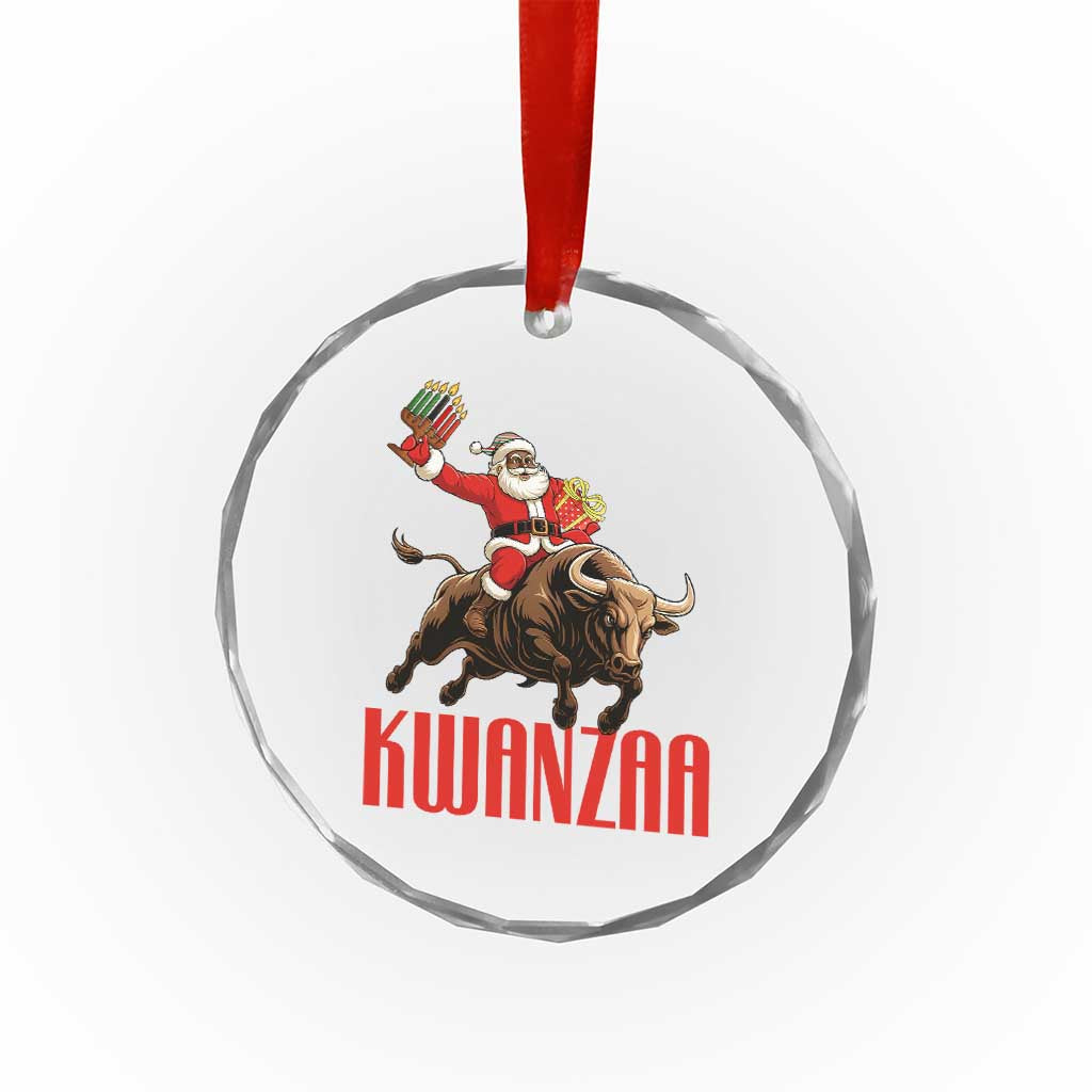 Happy Kwanzaa Crystal Glass Ornament Rodeo Black Santa African American Holiday Gift - Wonder Print Shop