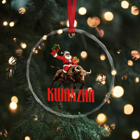 Happy Kwanzaa Crystal Glass Ornament Rodeo Black Santa African American Holiday Gift - Wonder Print Shop