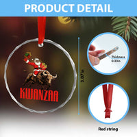 Happy Kwanzaa Crystal Glass Ornament Rodeo Black Santa African American Holiday Gift - Wonder Print Shop