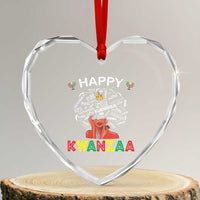 Happy Kwanzaa Heart Crystal Glass Ornament African American Afro Queen Nguzo Saba - Wonder Print Shop