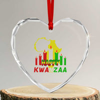 Happy Kwanzaa Heart Crystal Glass Ornament Black Holiday African American Xmas Kinara Candle - Wonder Print Shop