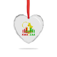 Happy Kwanzaa Heart Crystal Glass Ornament Black Holiday African American Xmas Kinara Candle - Wonder Print Shop