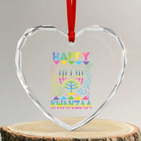 Happy Kwanzaa Heart Crystal Glass Ornament Christmas African American Heritage Holiday Kinara Mazao - Wonder Print Shop