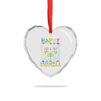 Happy Kwanzaa Heart Crystal Glass Ornament Christmas African American Heritage Holiday Kinara Mazao - Wonder Print Shop