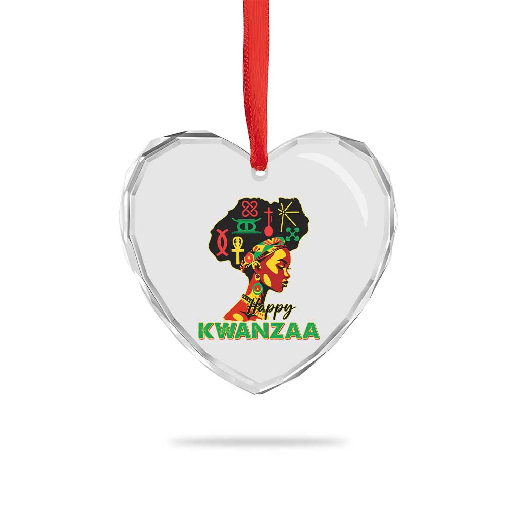 Happy Kwanzaa Heart Crystal Glass Ornament Nguzo Saba Symbols The 7 Principles Of Kwanzaa - Wonder Print Shop