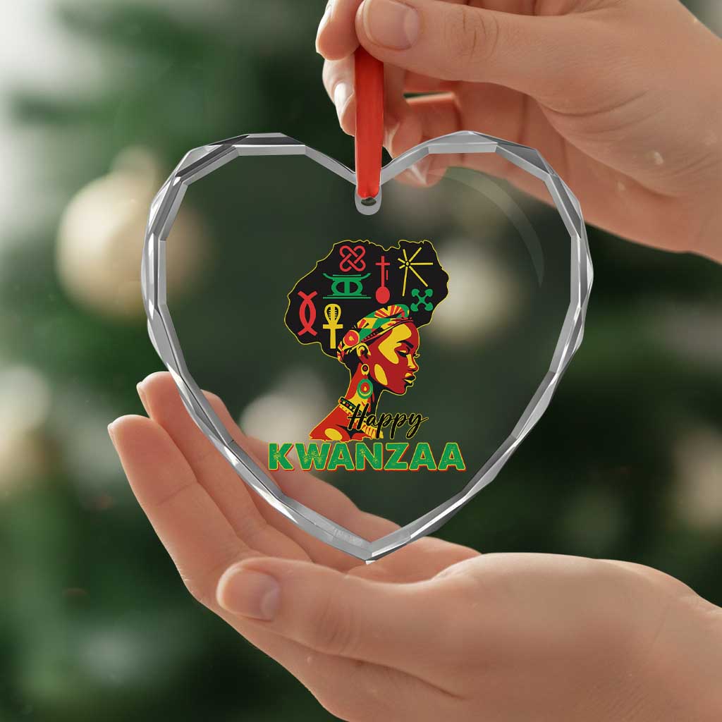 Happy Kwanzaa Heart Crystal Glass Ornament Nguzo Saba Symbols The 7 Principles Of Kwanzaa - Wonder Print Shop