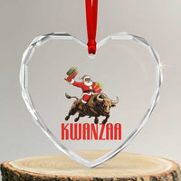 Happy Kwanzaa Heart Crystal Glass Ornament Rodeo Black Santa African American Holiday Gift - Wonder Print Shop