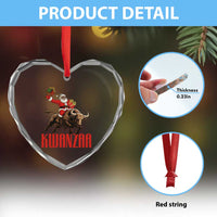 Happy Kwanzaa Heart Crystal Glass Ornament Rodeo Black Santa African American Holiday Gift - Wonder Print Shop