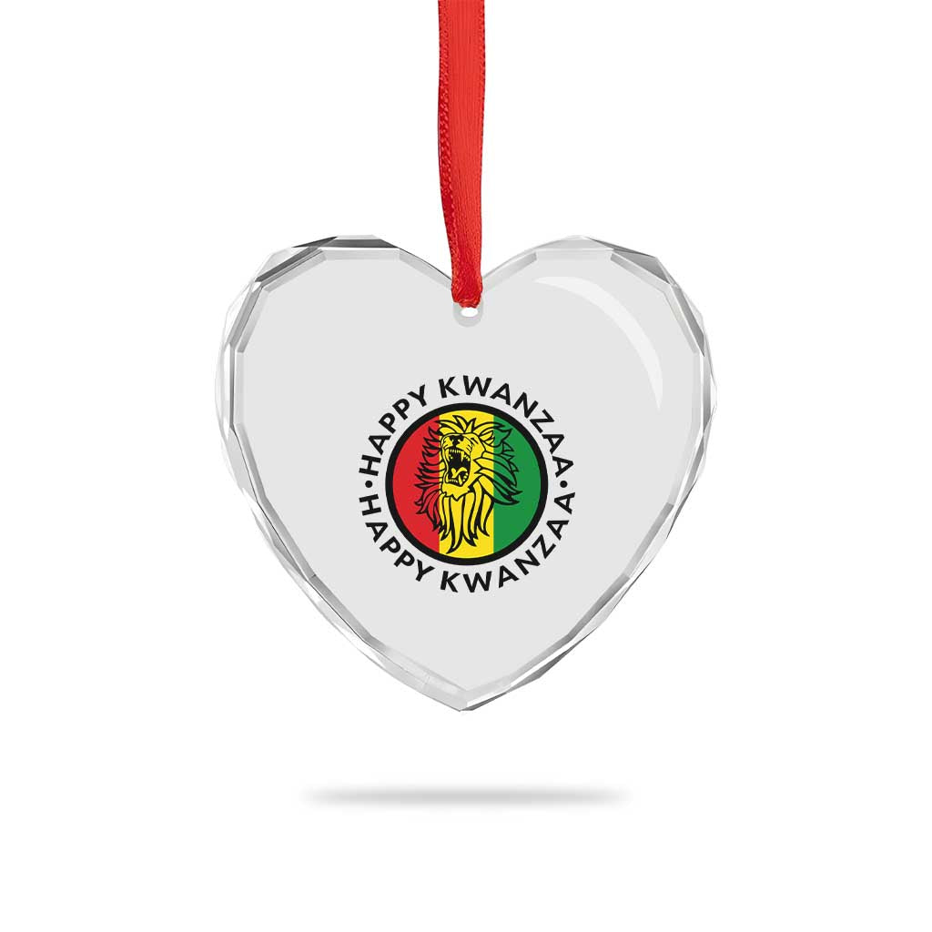 Happy Kwanzaa King Lion Of Africa Heritage Gift Heart Crystal Glass Ornament - Wonder Print Shop
