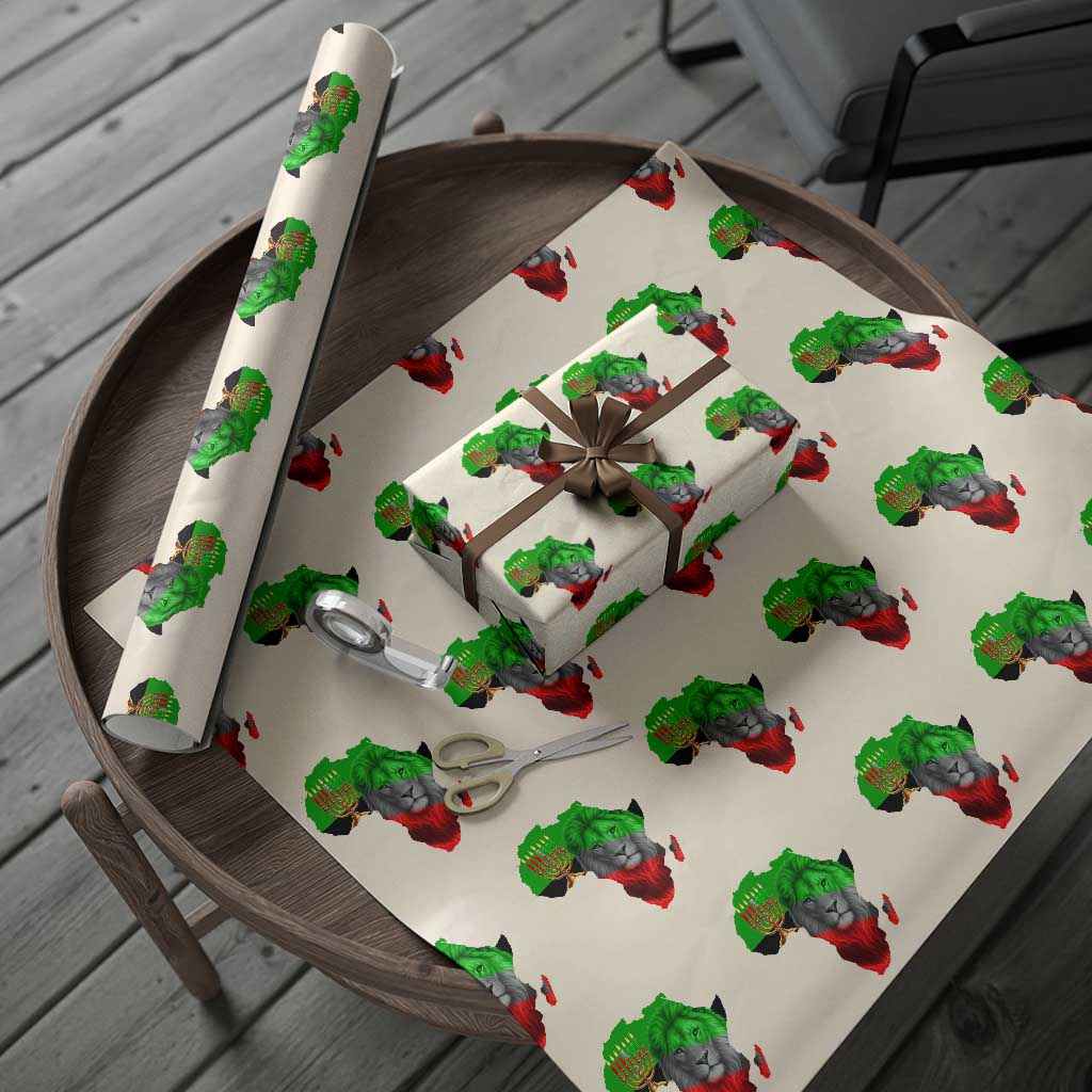 Happy Kwanzaa Lion Wrapping Paper Roll African Heritage Pride Gift For Men - Wonder Print Shop