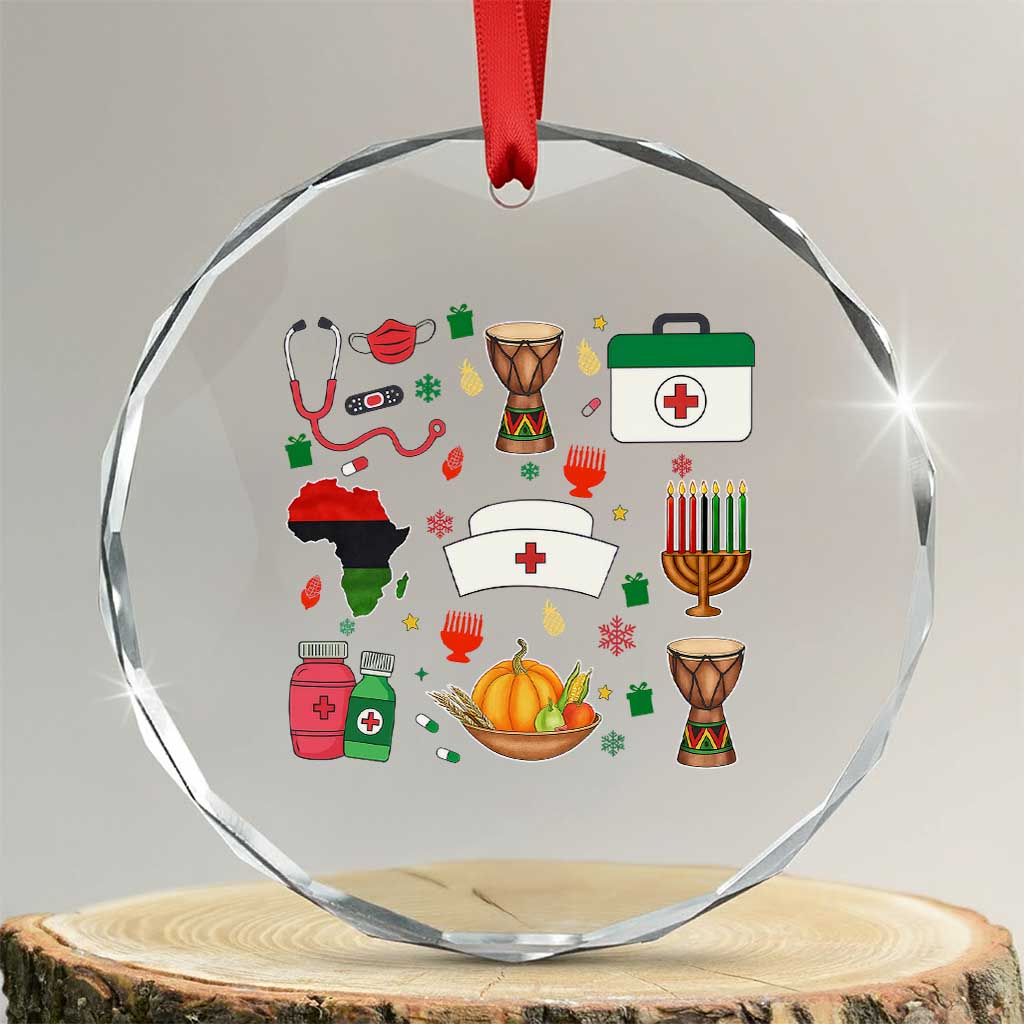 Happy Kwanzaa Nurse Pride Crystal Glass Ornament African Culture Holiday Gift - Wonder Print Shop