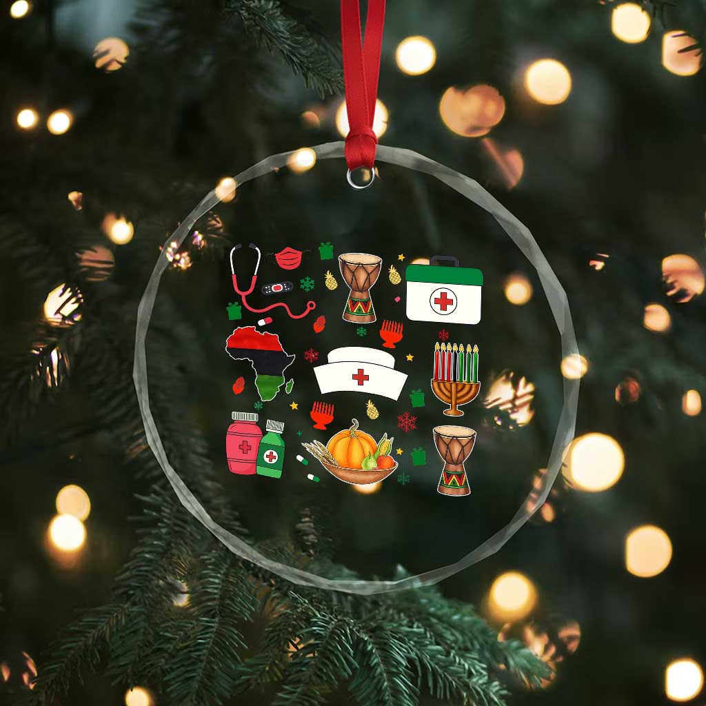 Happy Kwanzaa Nurse Pride Crystal Glass Ornament African Culture Holiday Gift - Wonder Print Shop
