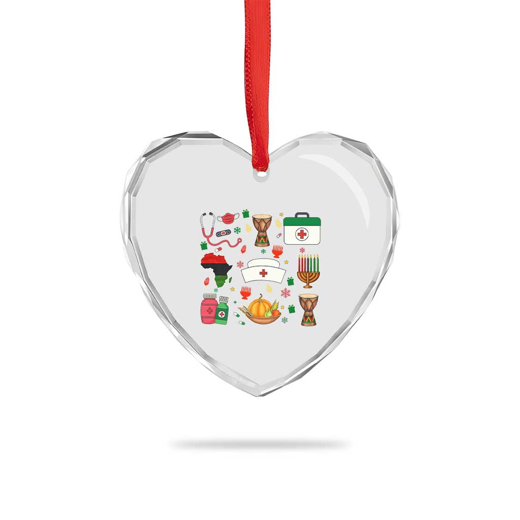 Happy Kwanzaa Nurse Pride Heart Crystal Glass Ornament African Culture Holiday Gift - Wonder Print Shop