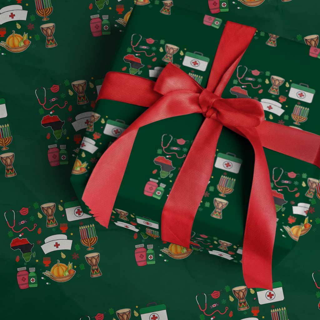 Happy Kwanzaa Nurse Pride Wrapping Paper Roll African Culture Holiday Gift - Wonder Print Shop