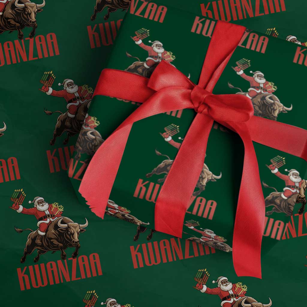 Happy Kwanzaa Wrapping Paper Roll Rodeo Black Santa African American Holiday Gift - Wonder Print Shop