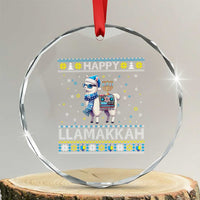 Happy LLamakkah Crystal Glass Ornament Funny Llama Ugly Hanukkah Christmas Gift - Wonder Print Shop