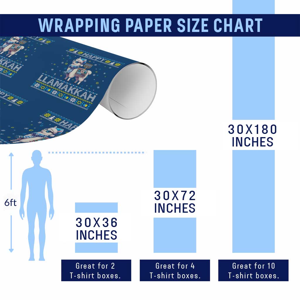 Happy LLamakkah Wrapping Paper Roll Funny Llama Ugly Hanukkah Christmas Gift - Wonder Print Shop