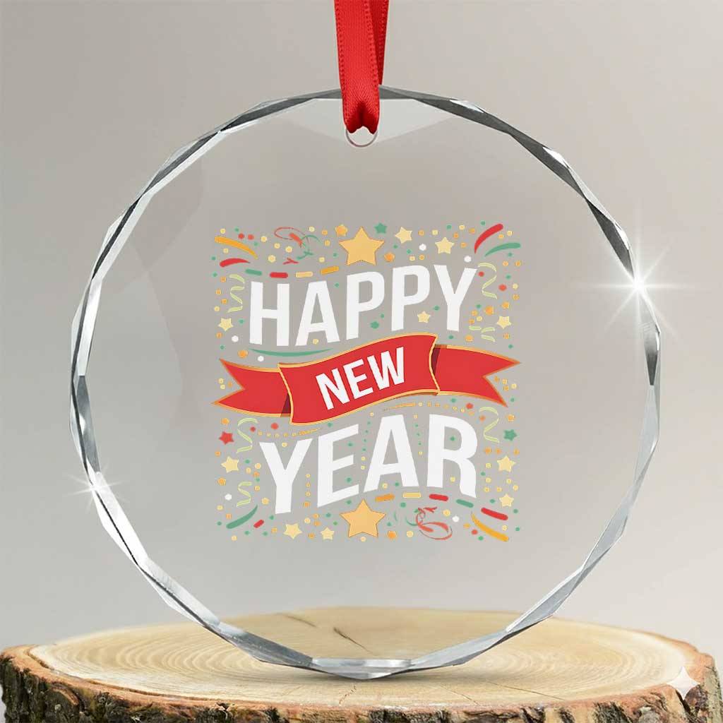 Happy New Year 2025 Crystal Glass Ornament Confetti Fireworks Party Supplies Family Matching TS02