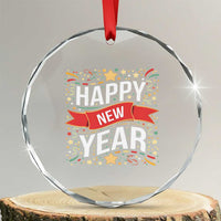 Happy New Year 2025 Crystal Glass Ornament Confetti Fireworks Party Supplies Family Matching TS02