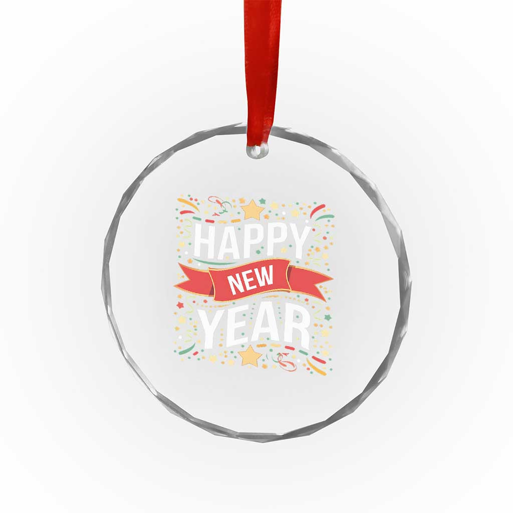 Happy New Year 2025 Crystal Glass Ornament Confetti Fireworks Party Supplies Family Matching TS02