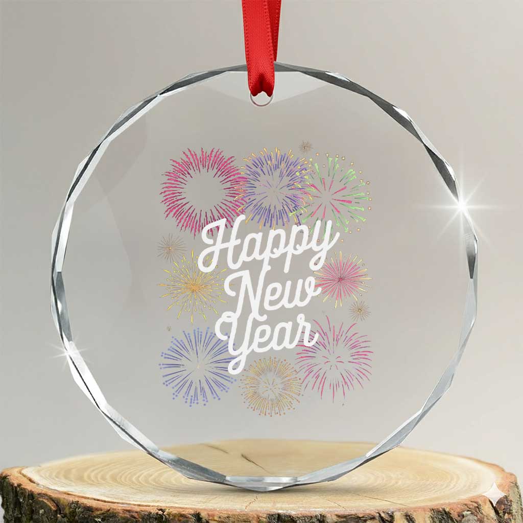 Happy New Year 2025 Crystal Glass Ornament Fireworks Party Supplies Family Matching TS02