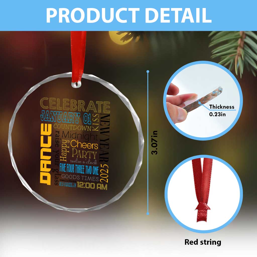 Happy New Year 2025 Crystal Glass Ornament New Year's Eve Activities TS11