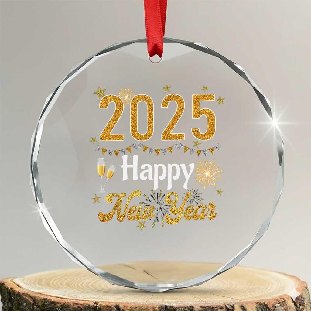 Happy New Year 2025 Crystal Glass Ornament New Year's Eve Party Family Matching TS11