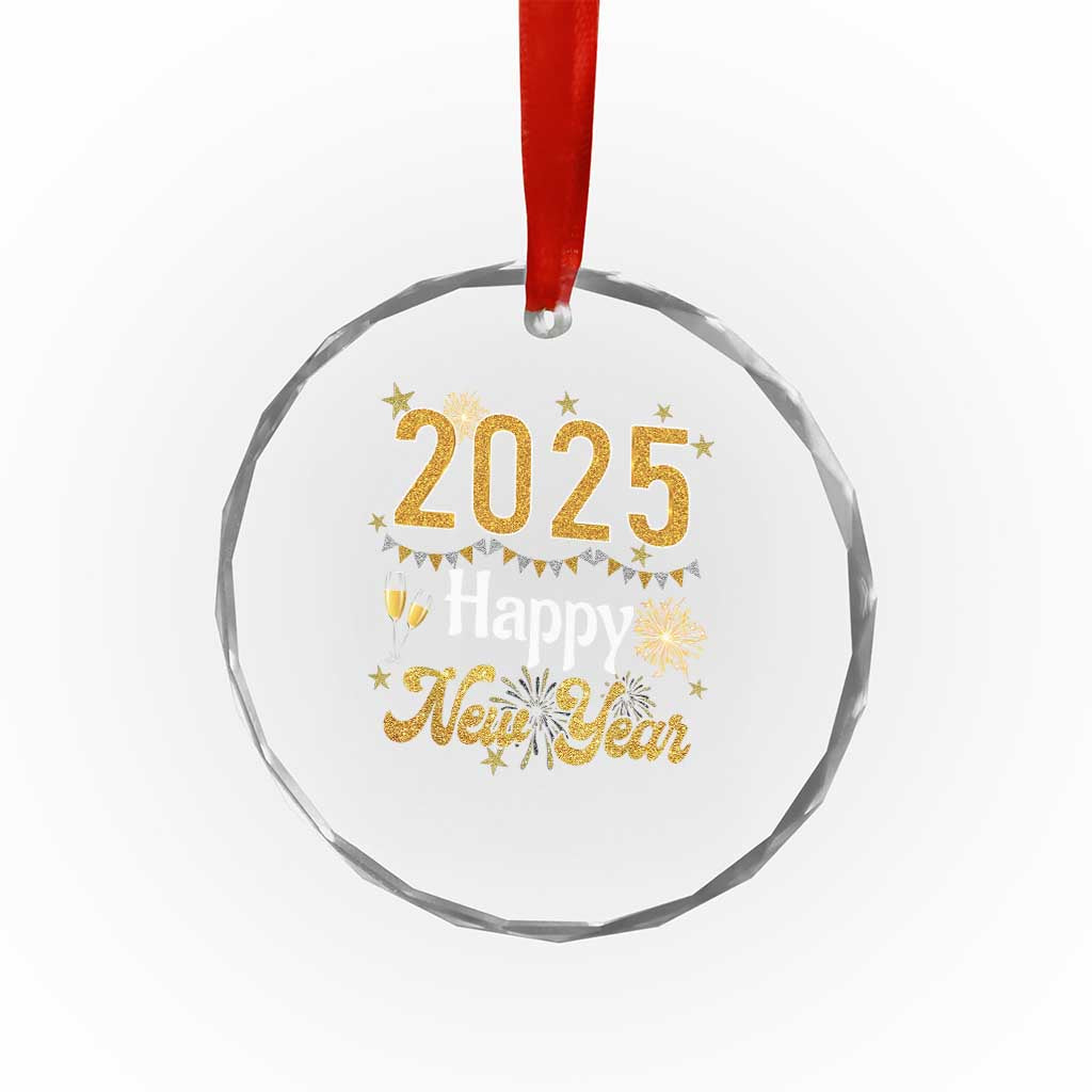 Happy New Year 2025 Crystal Glass Ornament New Year's Eve Party Family Matching TS11