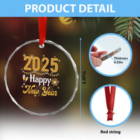 Happy New Year 2025 Crystal Glass Ornament New Year's Eve Party Family Matching TS11