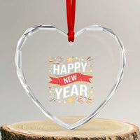 Happy New Year 2025 Heart Crystal Glass Ornament Confetti Fireworks Party Supplies Family Matching - Wonder Print Shop