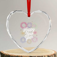 Happy New Year 2025 Heart Crystal Glass Ornament Fireworks Party Supplies Family Matching - Wonder Print Shop