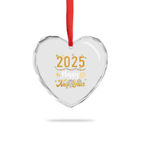 Happy New Year 2025 Heart Crystal Glass Ornament New Year's Eve Party Family Matching - Wonder Print Shop