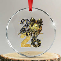 Happy New Year 2026 Crystal Glass Ornament Hello 2026 Disco Ball Coquette Bow Faux Glitter - Wonder Print Shop
