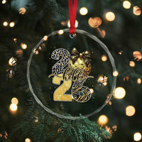 Happy New Year 2026 Crystal Glass Ornament Hello 2026 Disco Ball Coquette Bow Faux Glitter - Wonder Print Shop