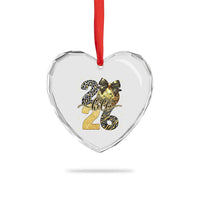 Happy New Year 2026 Heart Crystal Glass Ornament Hello 2026 Disco Ball Coquette Bow Faux Glitter - Wonder Print Shop