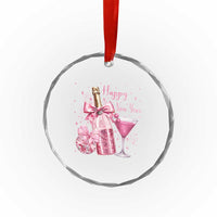 Happy New Year 2026 New Years Eve Party Crystal Glass Ornament Pink Cocktail Disco Ball - Wonder Print Shop
