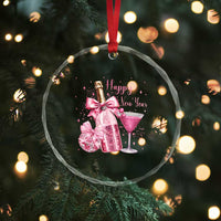 Happy New Year 2026 New Years Eve Party Crystal Glass Ornament Pink Cocktail Disco Ball - Wonder Print Shop