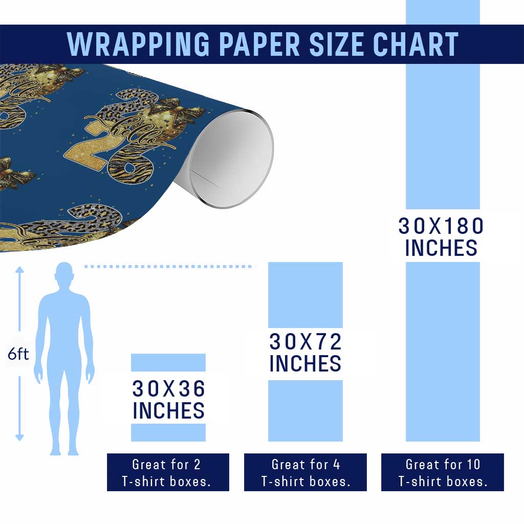 Happy New Year 2026 Wrapping Paper Roll Hello 2026 Disco Ball Coquette Bow Faux Glitter - Wonder Print Shop