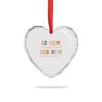 Happy New Year Heart Crystal Glass Ornament 12 New Chapters 365 New Chances - Wonder Print Shop