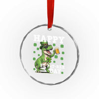 Happy St Pat Rex Day Crystal Glass Ornament Funny Dinosaur Drinking Beer