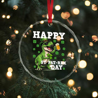 Happy St Pat Rex Day Crystal Glass Ornament Funny Dinosaur Drinking Beer
