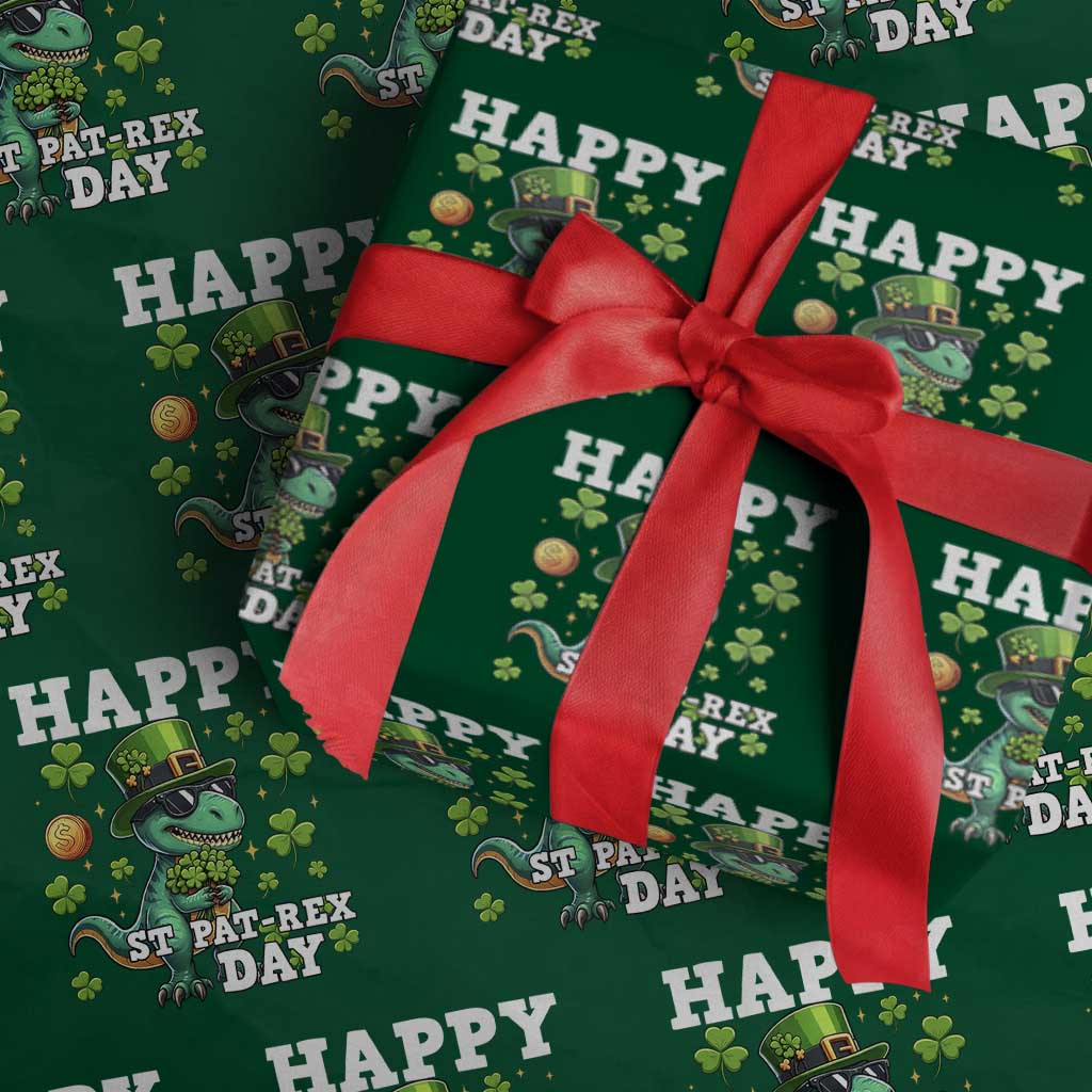 Happy St Pat Rex Day Wrapping Paper Roll St Patricks Day Dino Lover