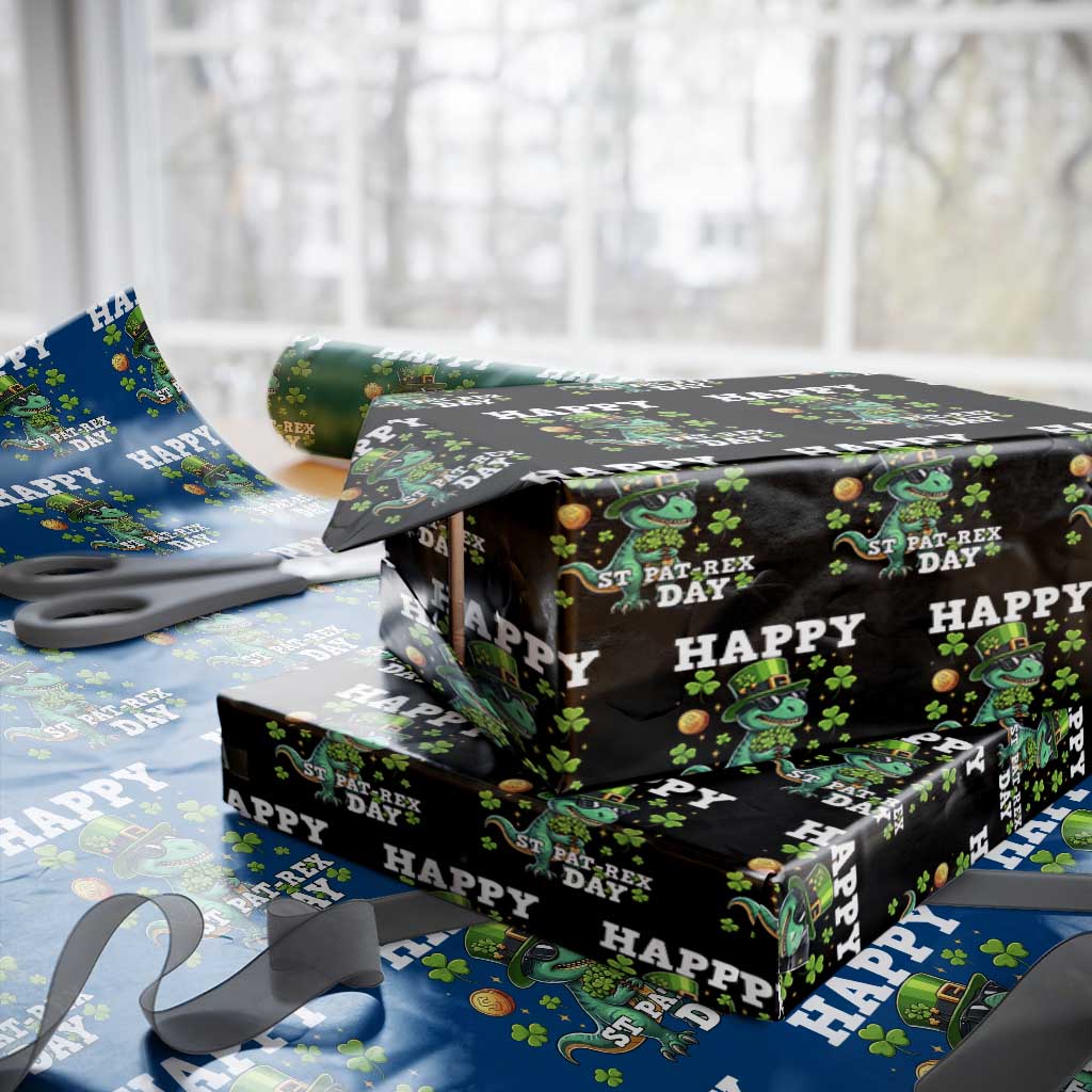 Happy St Pat Rex Day Wrapping Paper Roll St Patricks Day Dino Lover